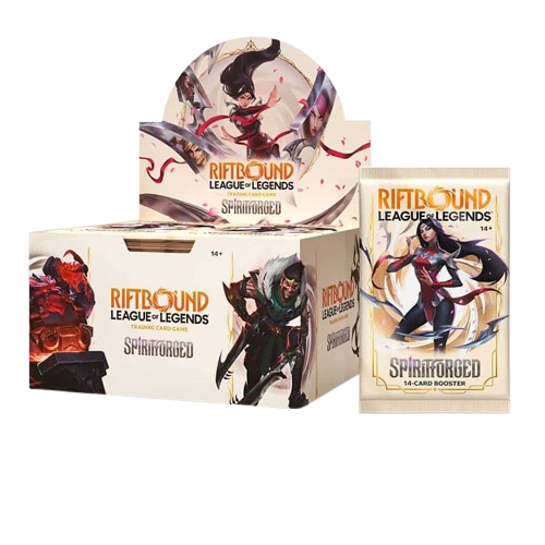 Riftbound League of Legends Spiritforced trading card game packaging on a white background