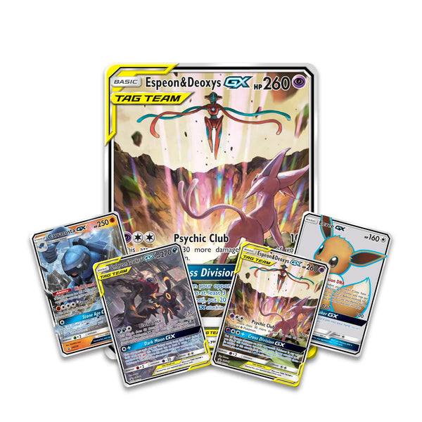 Pokémon TCG: TAG TEAM Powers Collection (Espeon & Deoxys-GX) - TreasuredCollectibles Treasuredcollectibles.com pokemon yugioh premiere TCG trading destination Rares holors and more for sale