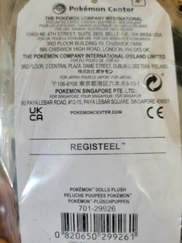 Registeel Pokemon Dolls Plush Pokemon Center Original Sealed English Tag